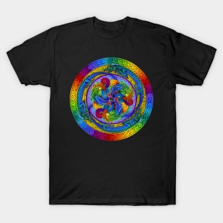 Psychedelic Dragons Rainbow Mandala T-Shirt